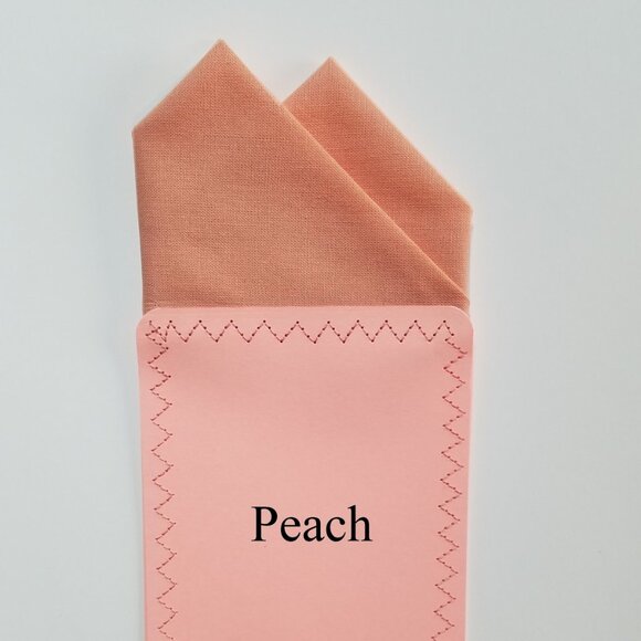New - Peach Cotton Pre-Folded Pocket Square Handkerchief Insert - Picture 3 of 7